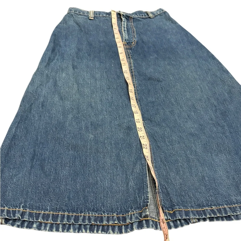 Denim A-Line Skirt long front slit y2k festival western casual coastal cowgirl